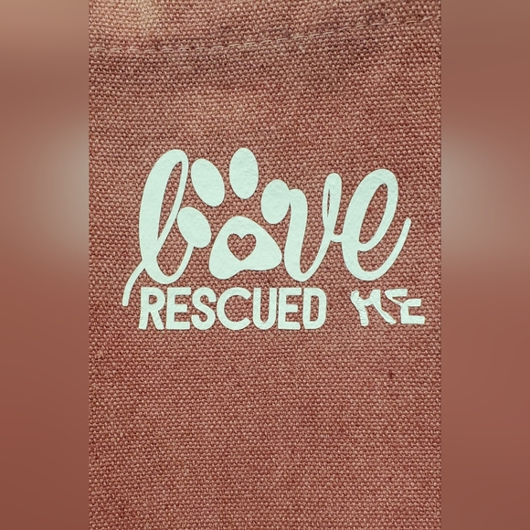 Love Rescued Me paw heart hand-dye Pink wine red Custom Tote Bag - Picture 3 of 4